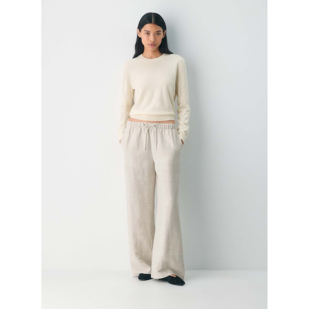 Aritzia Lodge Pant Women XL Tall Undyed Ecru Wide Leg Cruise Linen Blend Travel